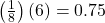 \left(\frac{1}{8}\right)(6)=0.75