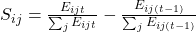 S_{ij} = \frac{E_{ijt}}{\sum_{j} E_{ijt}} - \frac{E_{ij(t-1)}}{\sum_{j} E_{ij(t-1)}}