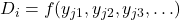  D_i = f(y_{j1}, y_{j2}, y_{j3}, \ldots)