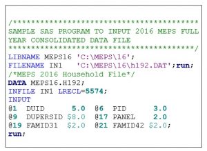 SAS syntax to input MEPS HC-192: 2016 Full Year Consolidated Data File