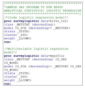 SAS syntax for running BRFSS inferential statistics
