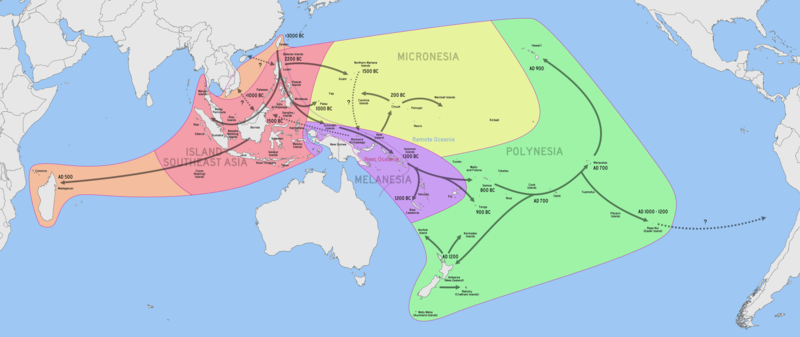 Diagram of chronological dispersion of Austronesian people across the Pacific