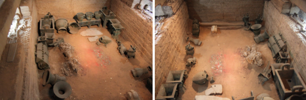 Two images of Tomb of Fu Hao preserved in Anyang, China
