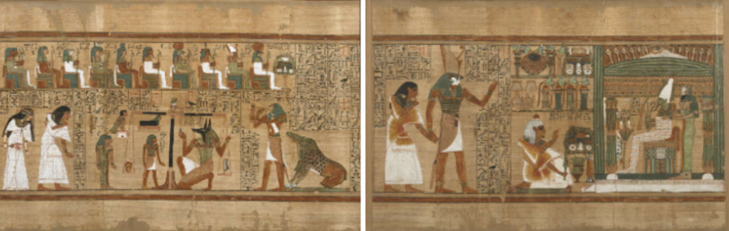 Two Images of Excerpts from the Papyrus of Ani by New Kingdom Maker(s) of Thebes, Egypt