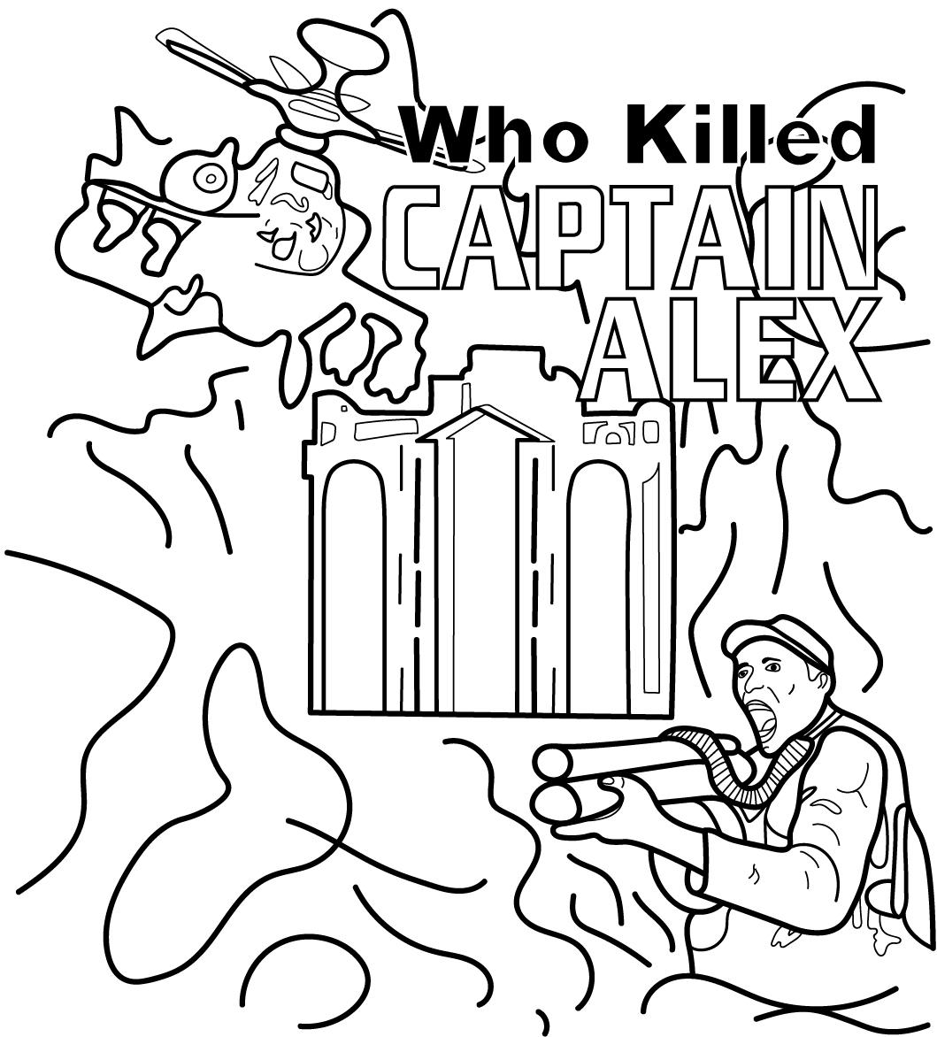 Image of Digital Transformational Sketch by Marizela Garza of the original artwork: “Who Killed Captain Alex?” movie poster