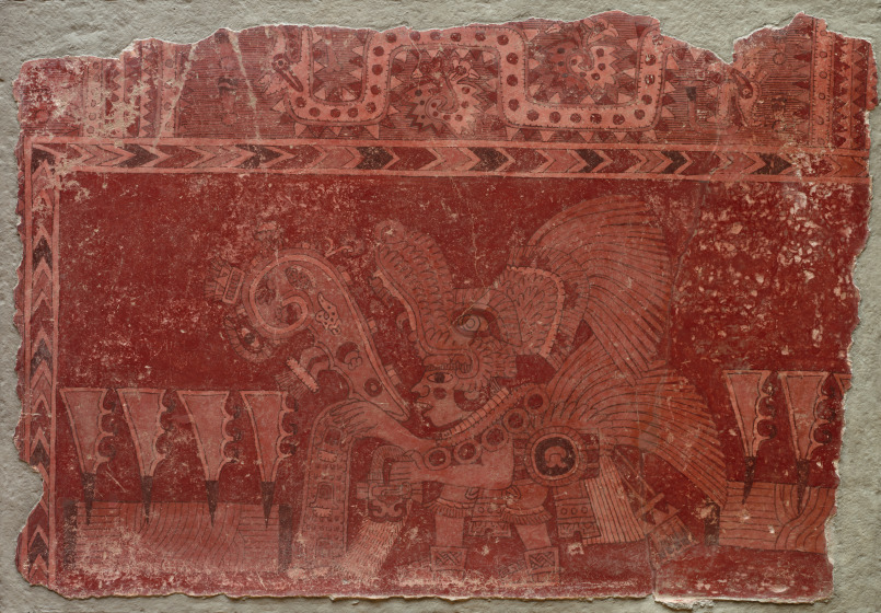 Image of Mural fragment with Elite Male and Maguey Cactus Leaves by Makers of Teotihuacan, Mexico