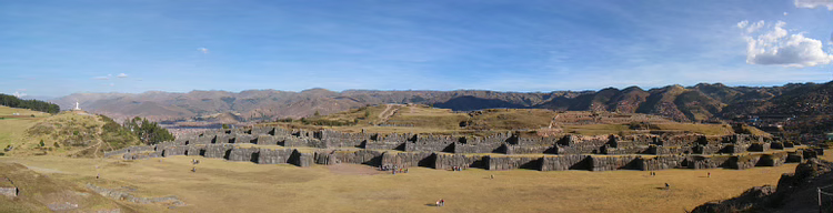 Image of View of Sacsayhuaman with landscape in the distance by Inka Maker(s) of Peru