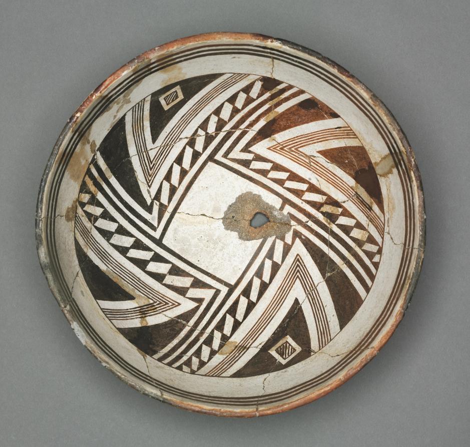 Image of Bowl with Geometric Design by Mimbres Maker(s) of the American Southwest