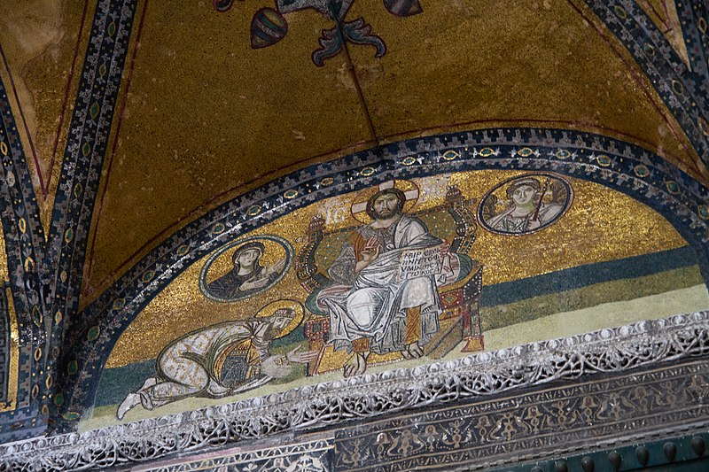 Image of Hagia Sophia Imperial Gate mosaic by Byzantine Makers of Constantinople/Istanbul, Turkey