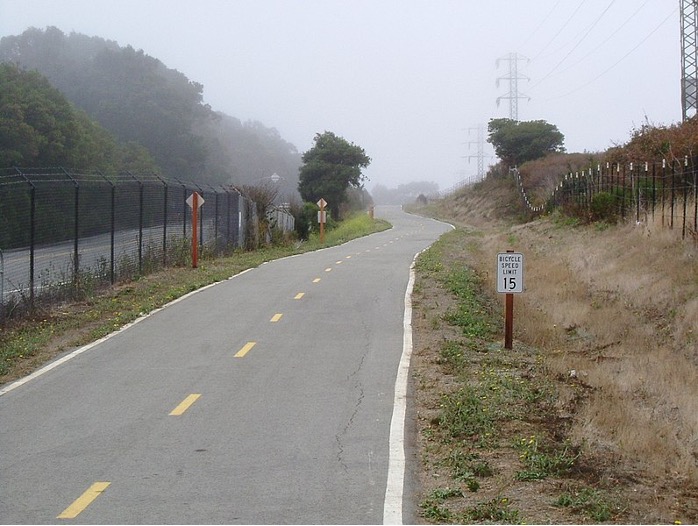 a bike path along California State Highway 35.