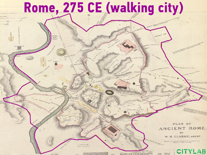 This photo shows the borer of Rome, 275 CE, which is a walking city and very small.