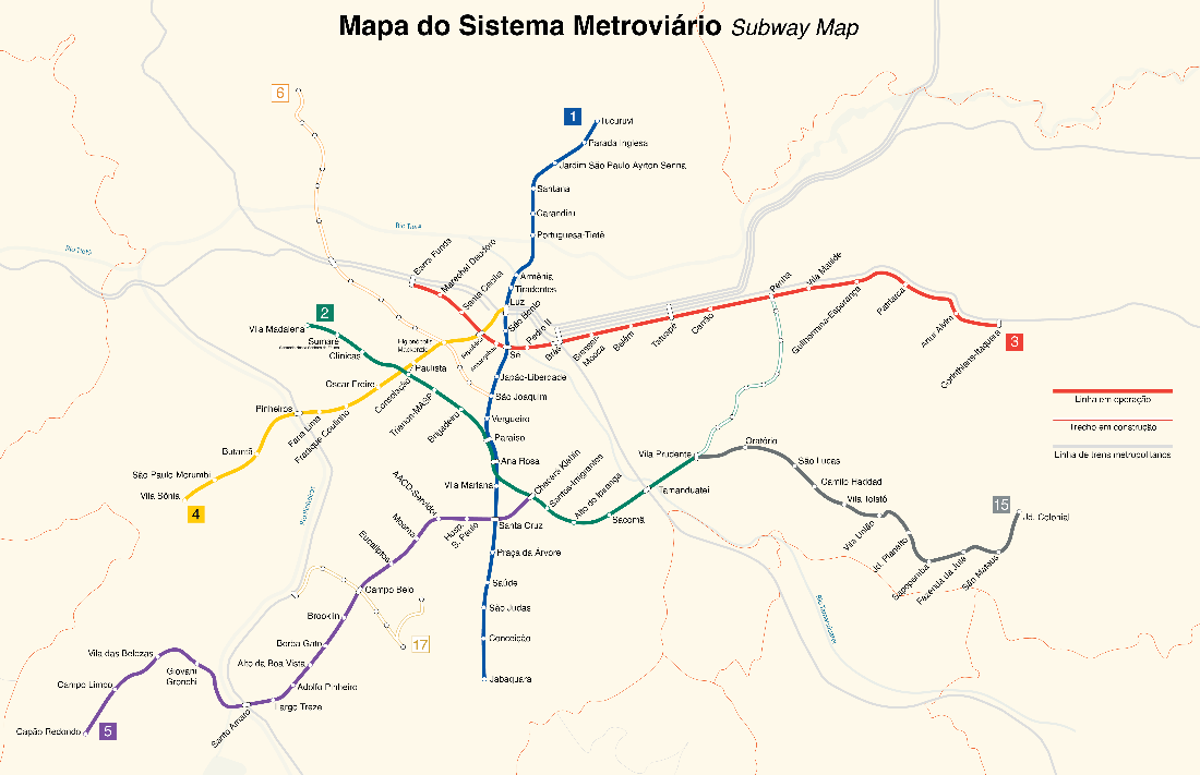 Graphic showing São Paulo subway lines and stops.