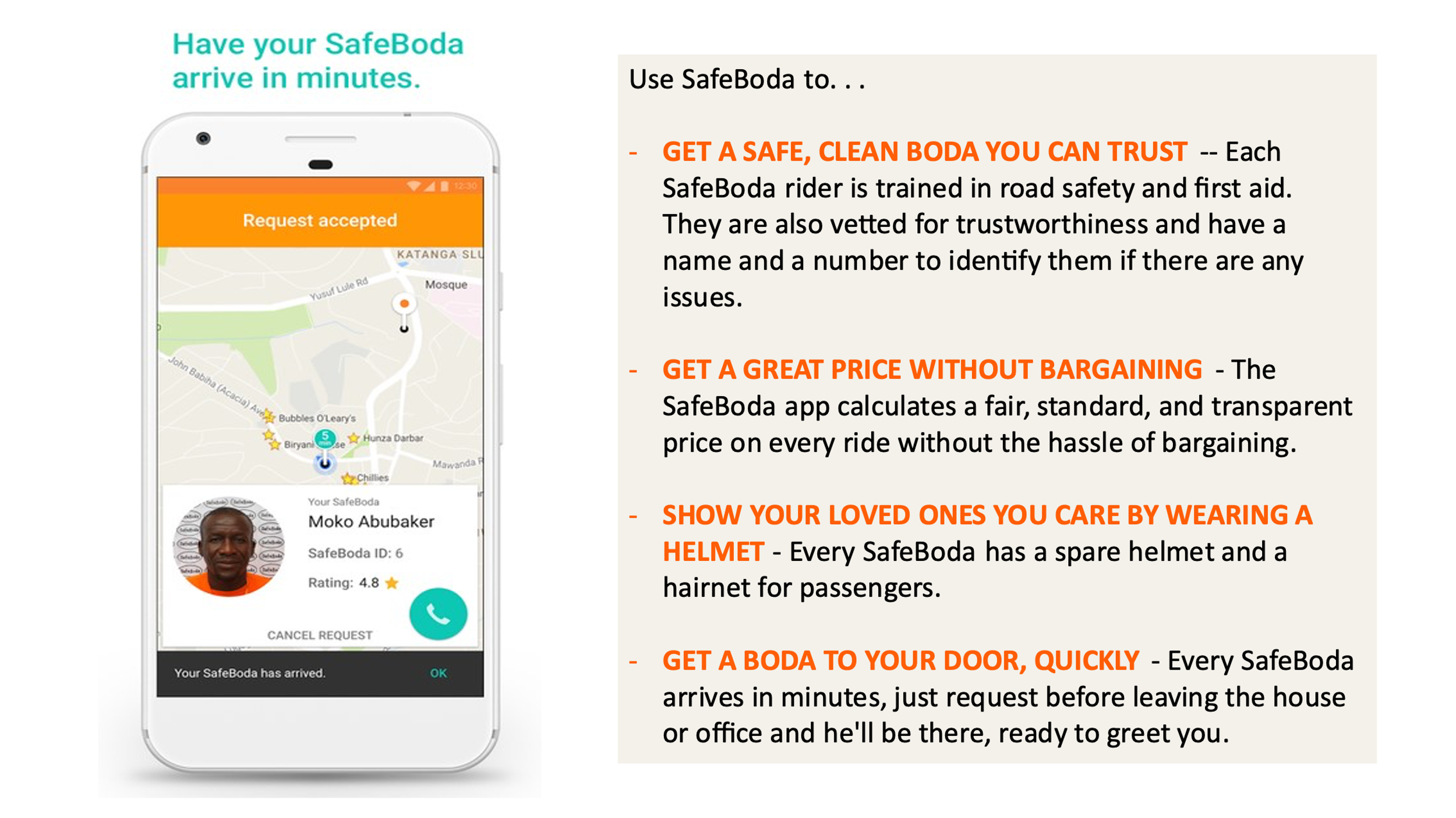 Graphic showing the SafeBoda app used in