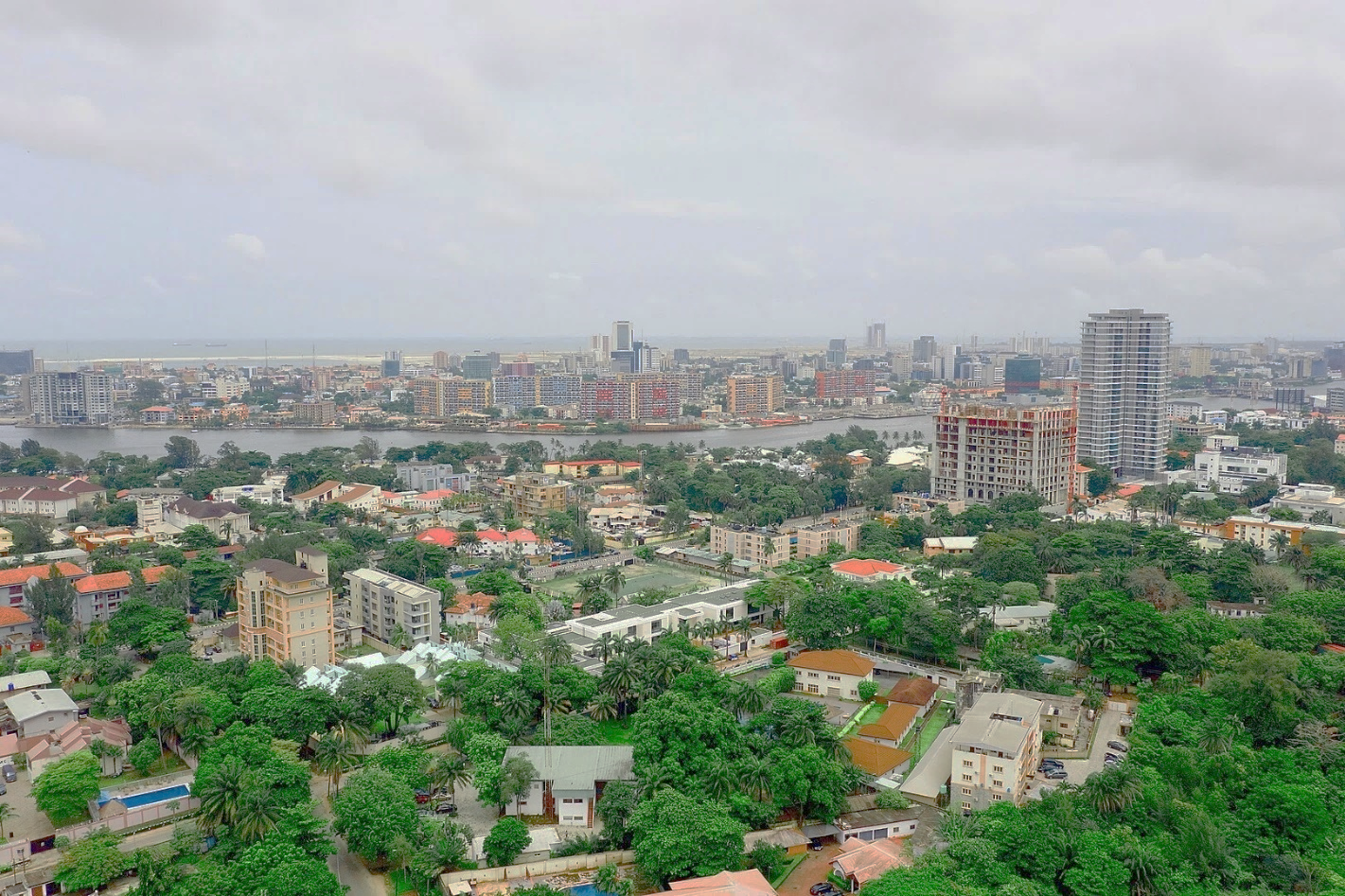 Aerial photo of upper-class suburb in Lagos, Nigeria.