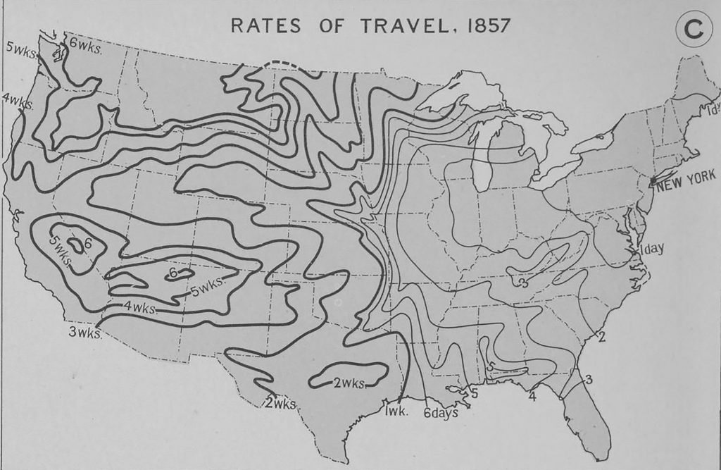 Rate of travel from New York City in 1857.