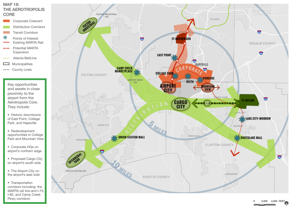 Image of regional Aerotropolis model and integration with logistic infrastructure.