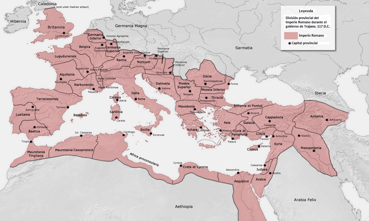 Mapa del Imperio Romano.