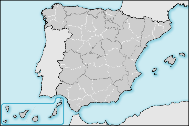 Mapa de España en blanco de color gris claro, con fronteras en gris oscuro y en color blanco.