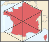 map of France in hexagon outline