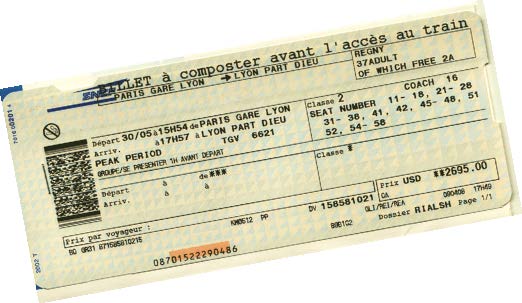 Train ticket from Paris to Lyon