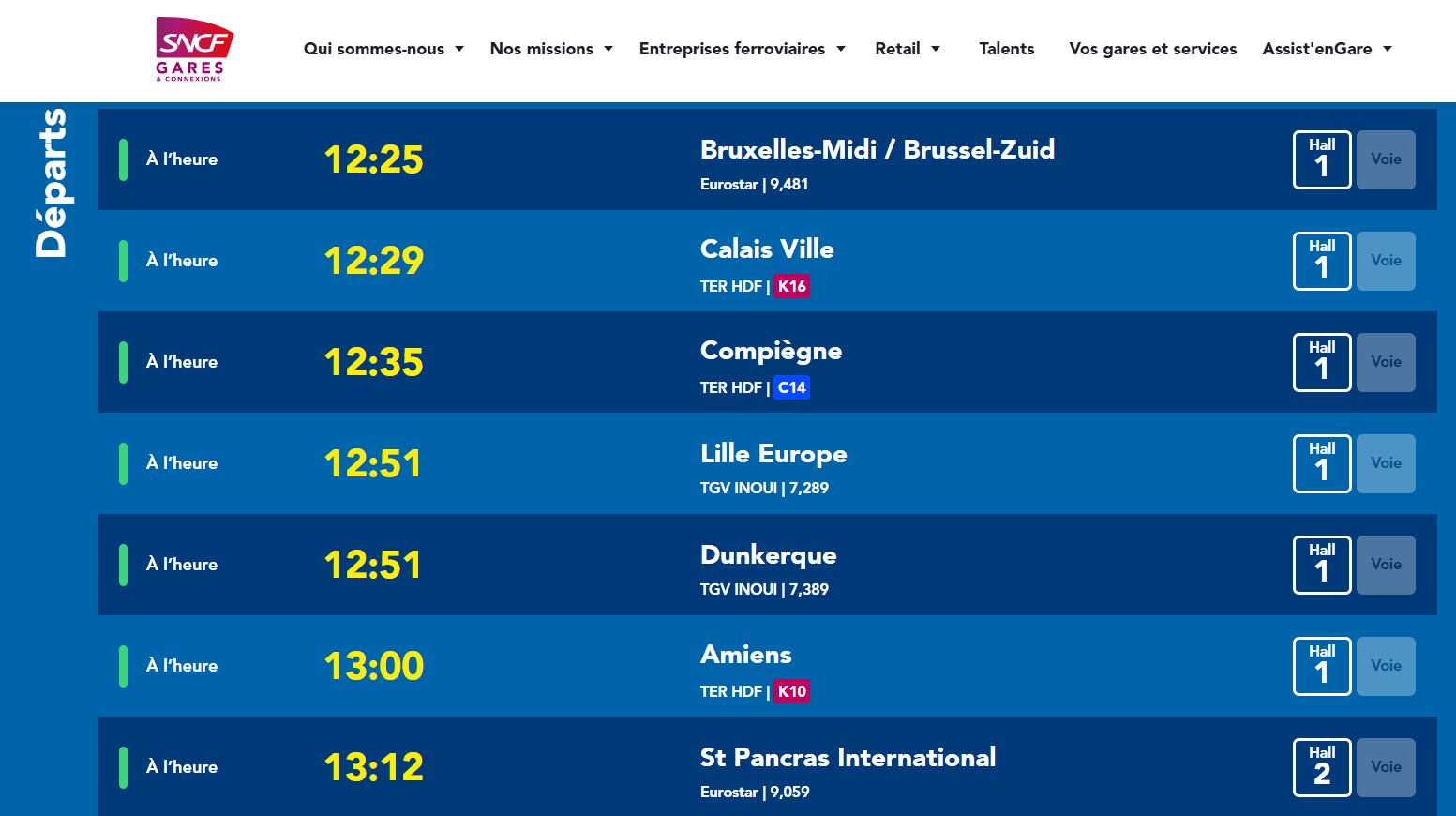 train departure times