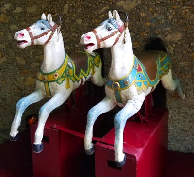 Two wooden horses