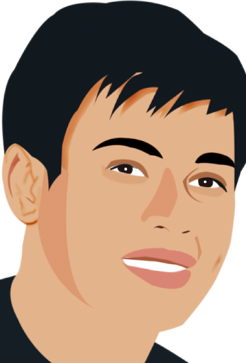 Asian man with black hair and dark brown eyes