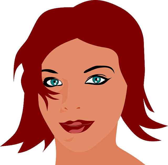 woman with short red hair and green eyes