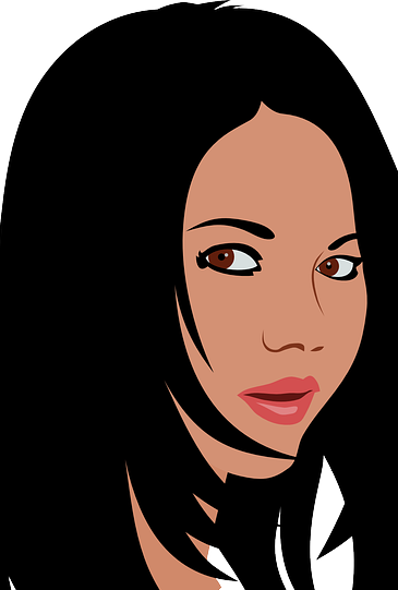 Woman with black hair, brown eyes, and brown skin