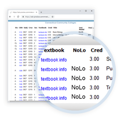 Textbook search results with NOLO designator