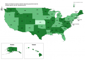 This shows Data Disaggregation Availability in the U.S. by State, October 2020