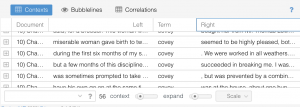 This image shows the context window in Voyant Tools