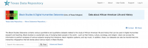 This image is the home screen of the Black Studies and Digital Humanities's Dataverse. It shows the description of the dataverse.