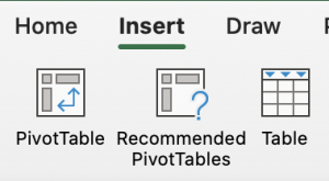 This image from Microsoft Excel is the insert menu for inserting tables.