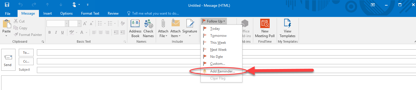 Screenshot showing how to set up incoming email reminders