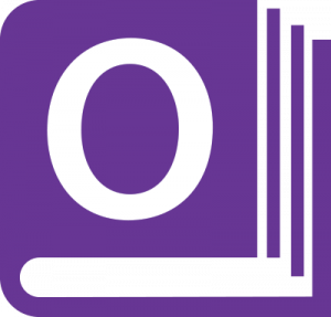 A purple book icon with an "O" on the cover