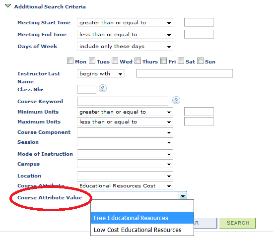 Figure 4: University of Texas At Arlington’s course catalog search, screenshot taken from the libguide (Reed 2019) 