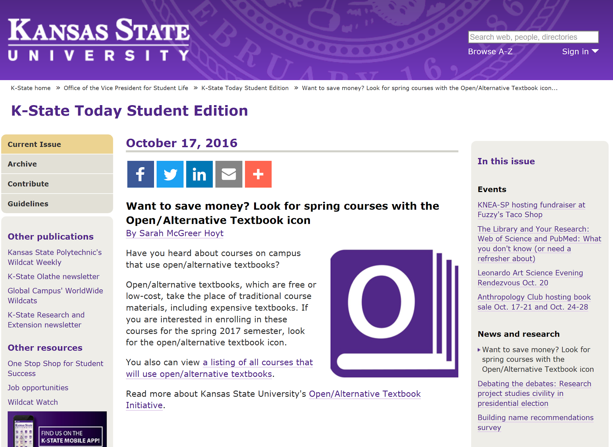 Kansas State University – Marking Open And Affordable Courses: Best ...