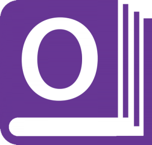 A purple book icon with an "O" on the cover